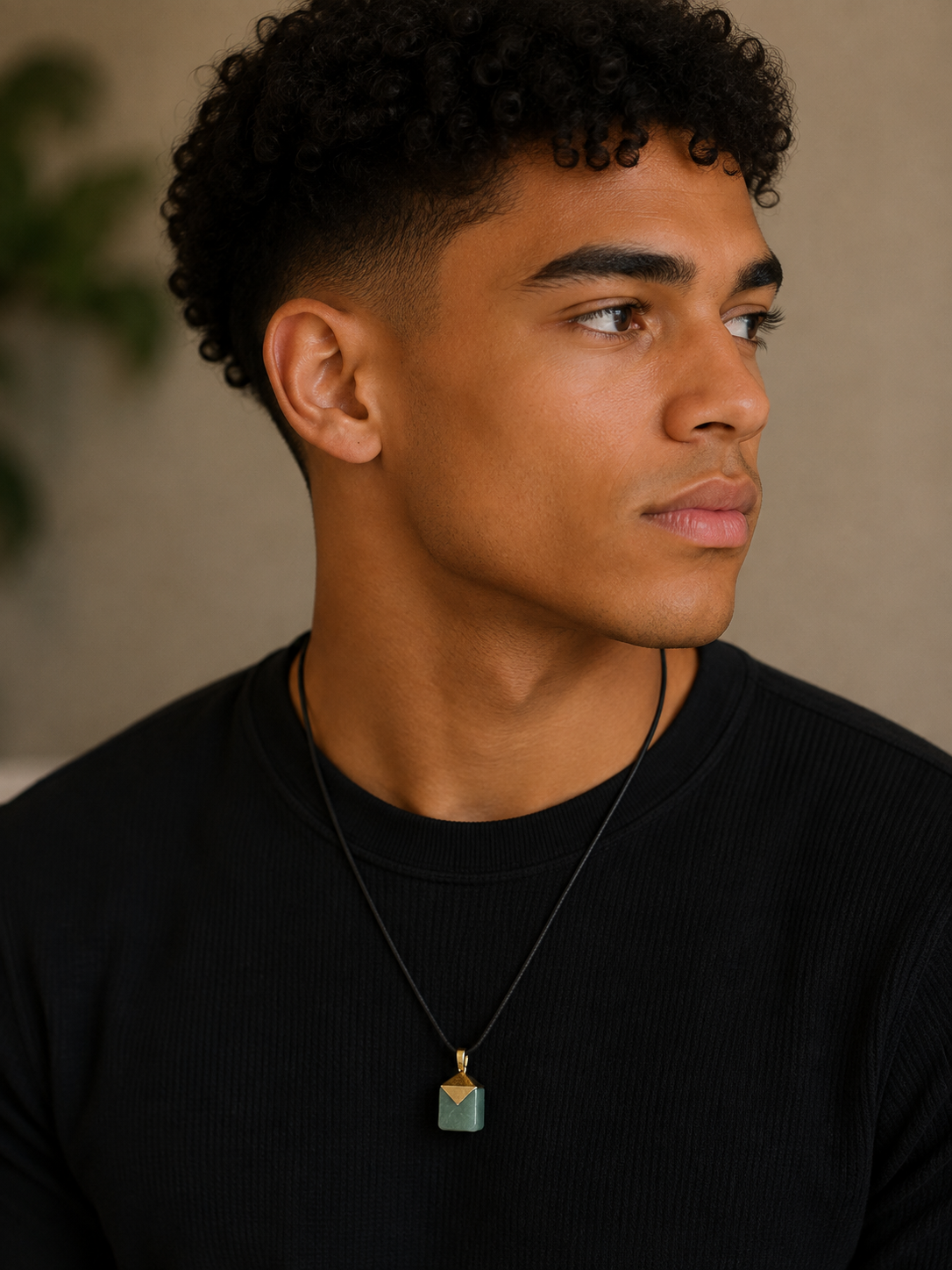 PENDENTIF PIERRE NATURELLE Femme, Homme, Enfant (forme carrée)