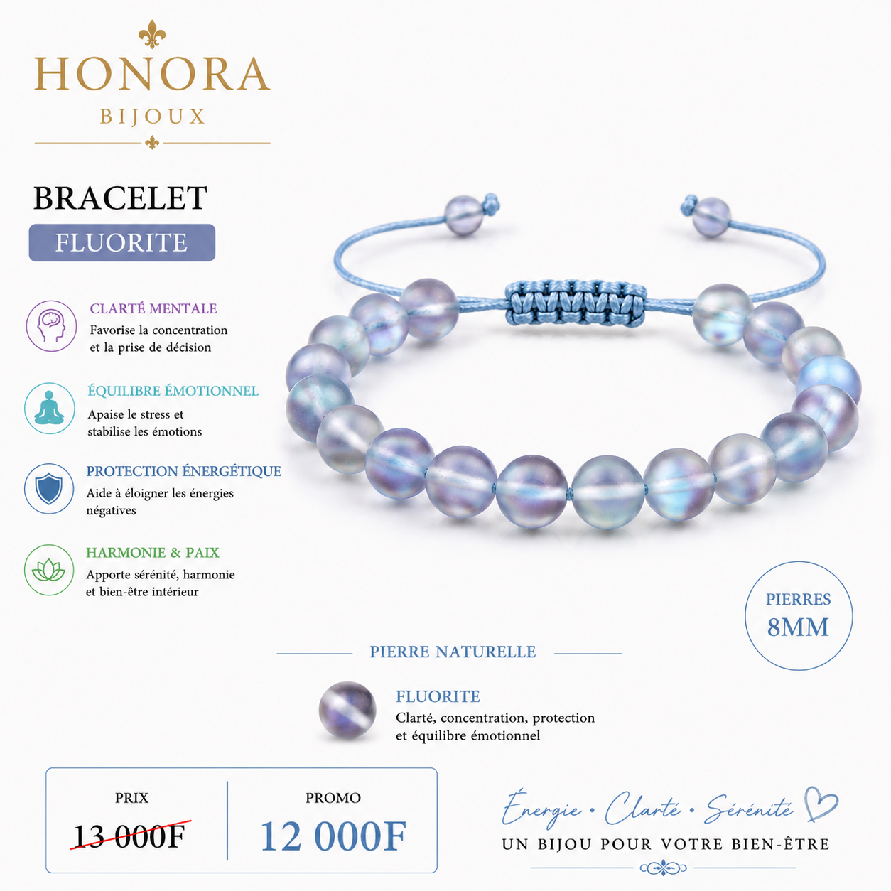 Bracelet FLUORITE 8mm