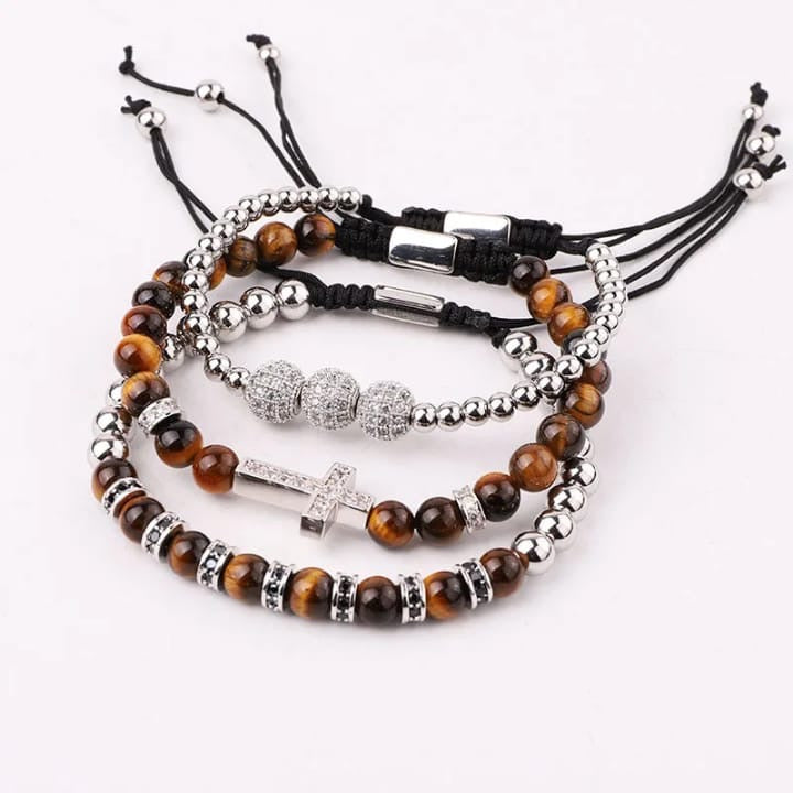 3 bracelets en 1<<OEIL de TIGRE LUXE>>