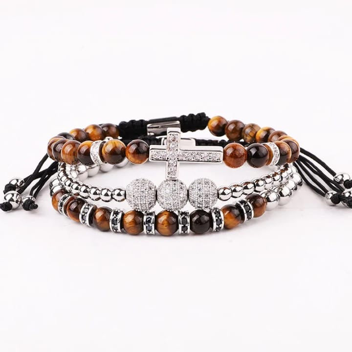 3 bracelets en 1<<OEIL de TIGRE LUXE>>