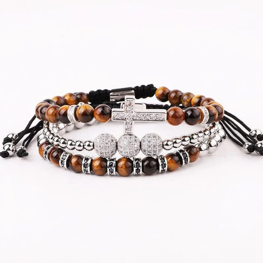 3 bracelets en 1<<OEIL de TIGRE LUXE>>