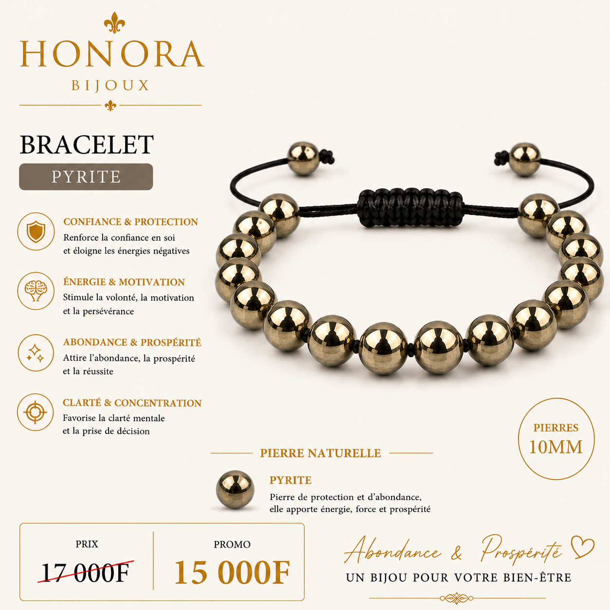 Bracelet PYRITE_Pierre de l'argent !