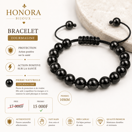Bracelet TOURMALINE Noire 10mm