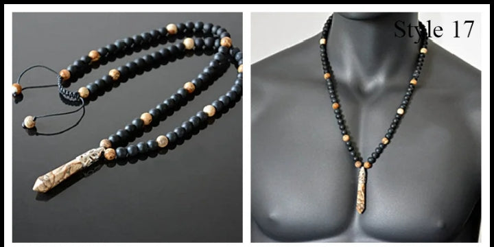 Collier ONYX & MAP STONE – Pendentif Pointe