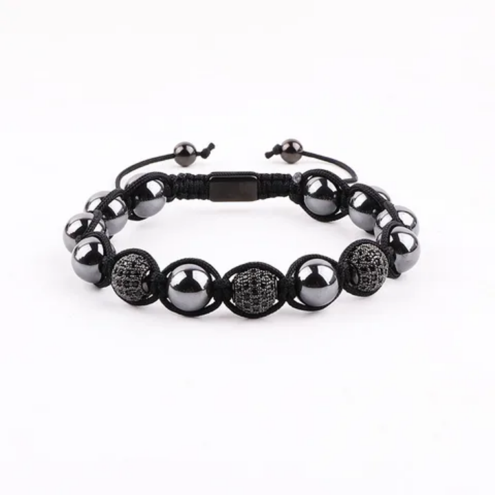 💎 Bracelet HÉMATITE & CZ – ANCRAGE et DETERMINATION